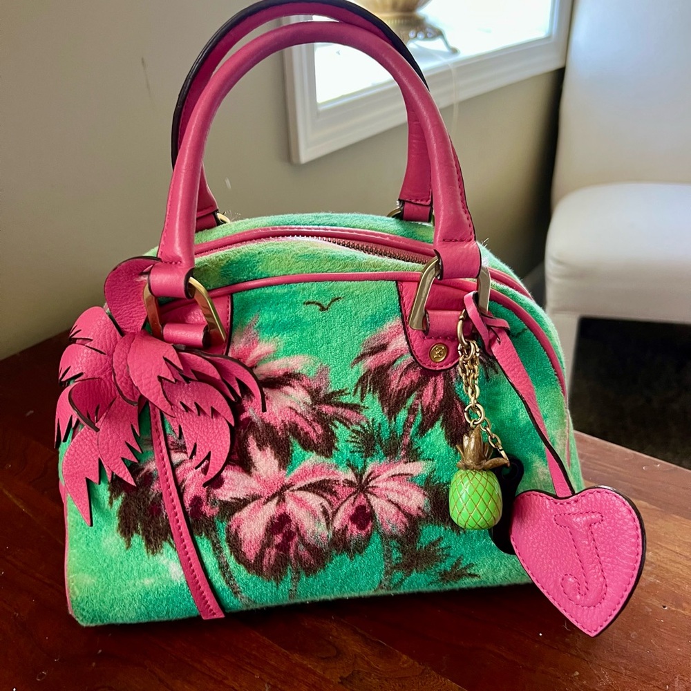 Juicy Couture Pink and Green Isle de Juicy Y2K Rare Bowler Bag
